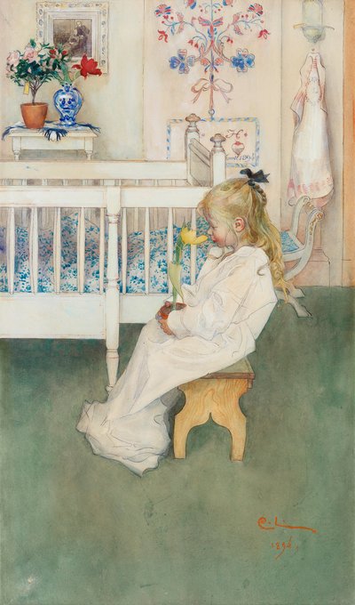 Lisbeth with Yellow Tulip by Carl Larsson